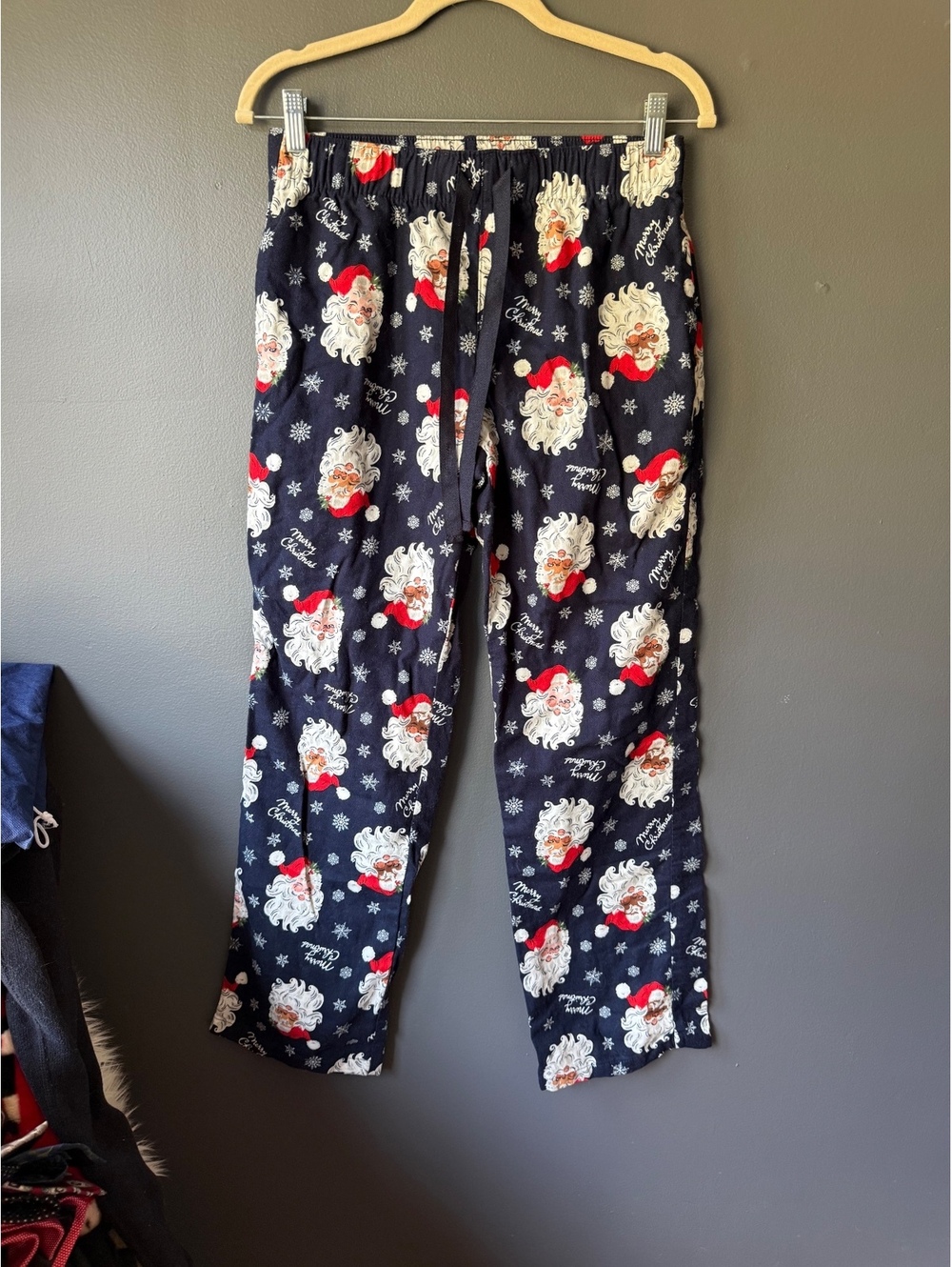 Christmas Santa Print Lounge Pants with Drawstring Waist